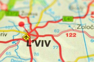 Lviv on a map